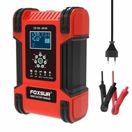 Cas Aki Mobil Motor 12V/24V 6-200AH Foxsur Smart Charger - Kuning