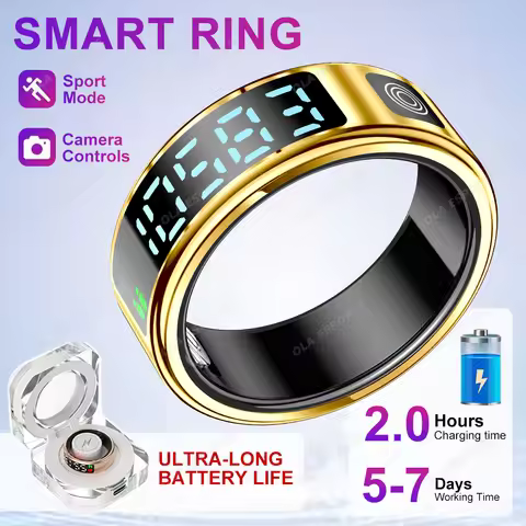 2025 New Smart Ring LED Display Heart Rate Sleep Monitoring Remote Photography Bluetooth 5.1 Multipl