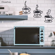 Fitow 3pcs Coffee Cup Metal Wall Art Set Coffee Bar Decor Cafe Themed Vintage Rustic Metal Sign For 