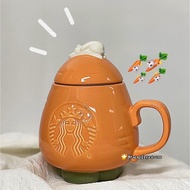Korea Starbucks 23 Mid-Autumn Festival Cute Carrot Rabbit with Lid Ceramic Drinking Water Coffee Mug Men Women Gift