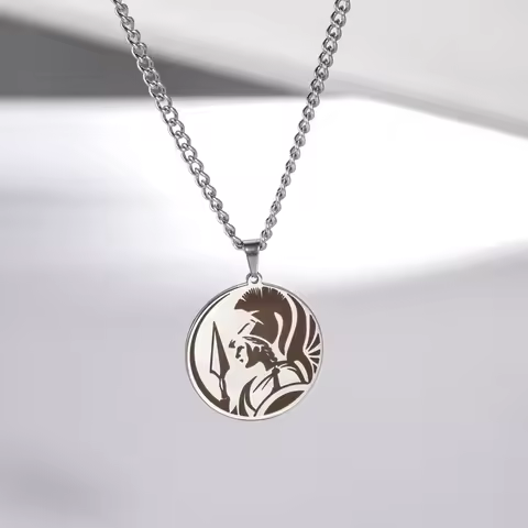 Lemegeton Greek Mythical Amulet Pendant Necklace Stainless Steel Retro Necklace Jewelry Necklace Cou