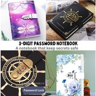 Password Notebook A5 Retro Lock Diary Office Password Notebook PU Leather Aesthetic Notebook Secret 