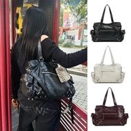 Korean Niche Design DEINET Fashion Tote Bag Rivet Portable Commuter Motorcycle Shoulder Messenger Ba