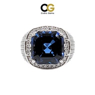 CG Premium Lab Sapphire with Moissanite Micro Setting Silver Men’s Ring