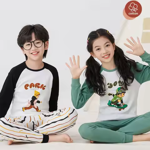 100% Cotton Boys Pajamas Sets Toddlers 2 to 3 4 5 6 7 8 9 10 11 12 13 14 Years Long Sleeve Navy Blue