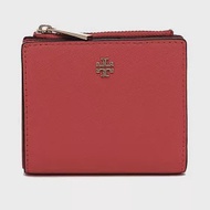 Tory Burch 素面防刮皮革短夾-紅