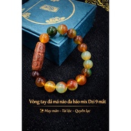 Multi-jewel agate stone bracelet mixed with 9-eye dzi