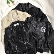 LYS115- Preloved Leather Jacket Coat