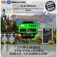 (TV50 1.8S Set For 5.0-7.0 Acres) Tvoe TV50 Energizer Maxson Electric Fence Pagar Elektrik Solar Pag