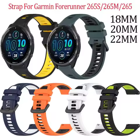 Silicone 18 20 22mm Watchband for Garmin Forerunner 265S 265M 265 Vivoactive 3 4 Strap Wristband for
