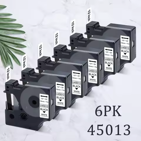 3~6PK Dymo D1 Label Tape 45013 for Dymo Label Maker Refill Black on White Compatible for DYMO LabelM