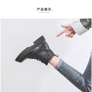 Sole Thick fashion Medium Short Heightening Lace-Up Boots Women Plus New Style Knight Martin Autumn 