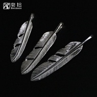 Nanzhuo Handmade Takahashi Goro goro's Small Feather Pendant Men Women 925 Sterling Silver Japanese 