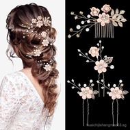Andibro4Bridal Hair Comb Set - Pink flowers set with rhinestones - Crystal Hair Accessories - Hair A