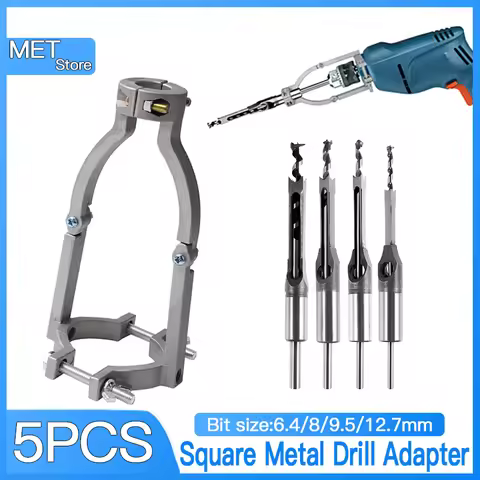Square Hole Drill Bit Adapter Power Tool Accessory for Drill Machines Woodworking Hole Saw Mortising