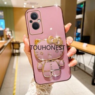 Casing Oppo Reno 8Z Case Oppo A91 Cassing Oppo Reno3 Cases Oppo Reno8 Pro Plus Case Oppo Reno9 Pro Plus Case Oppo Reno 7Z Case Oppo Reno7 SE Case Cute Anime Cartoon Vanity Mirror Hello Kitty Holder Phone Cover Case With Metal Sheet TK