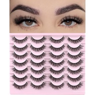 FARREDLashesShortEyelashesWispyFalseMinkLashPack14PairLookFluffyEyeStripEyelashallFakeLashesFullPest