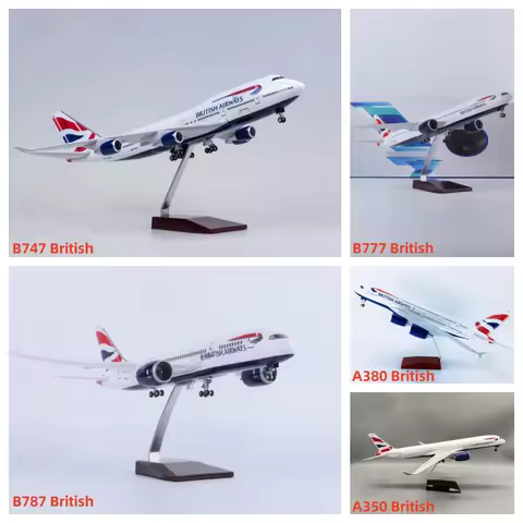 Toys Plane Scale A350 47CM British Airways 350 /380/787/777/747 Aircraft Model Airlines Model Light 