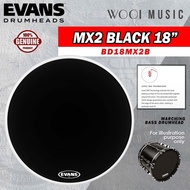 Evans BD18MX2B MX2 Black Marching Bass Drumhead (Batter) 18'' - Made In USA