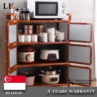 LK SSL Kitchen Cabinet Storage Cabinet Cupboard Stainless Steel Household Economical Wooden Grain Simple JP