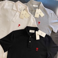 Authentic imported Ami Paris Love Polo Embroidery Cedar Pure Original Summer Cotton Heavy Tide Brand