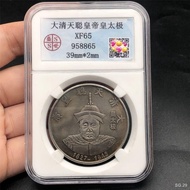 Retro Daqing Tiancong Emperor Huang Taiji Silver Dollar Silver Coin Ancient Coin Box Coin Rating Coin Iron