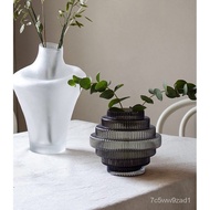🚓Gear Glass Vase Decoration Living Room Flower Arrangement Transparent Glass Home Decoration Drunk Wood Bell Floor Vase