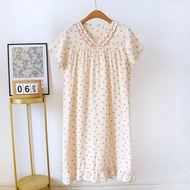 Korean Style Pajamas Womens Nightgown Floral Evening Dress Summer Lace V-neck Pullover Pajamas Frill
