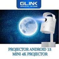 GLINK-PORTABLE ANDROID 13 MINI 4K PROJECTOR WITH REMOTE CONTROL SUP UP TO 140 INCH DUAL BAND