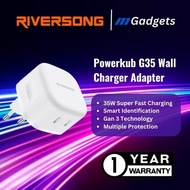 Riversong Powerkub G35 USB-C Wall Charger Adapter/ Super Fast Charging | Charge Smartphone & Powerba