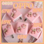 For OPPO  Charger Cover Candy Pink Girl Charger Case Cute Cartoon Cable Protector for oppo 18w 33w 65w 67w 80w charger