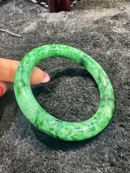 辣綠滿色圓條翡翠手鐲54mm