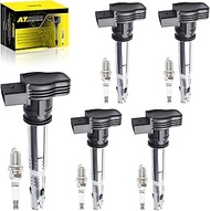 Set of 5 UF575 Ignition Coil & Iridium Spark Plug Compatible with Audi A3 A4 A5 A6 Q5 R8 TT RS4 RS5 
