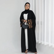 Black Open Abaya design with Ethnic Embroidery Modest Wear Women's Clothing Islamic Dubai Abaya blac