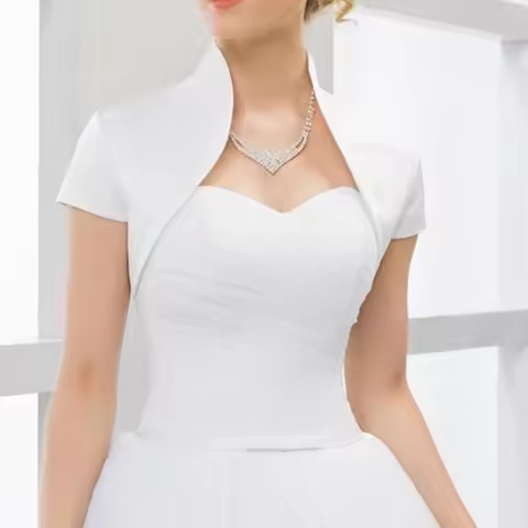 Free Customized nueva llegada Sheer Lace boda Bolero chal Simple manga larga nupcial encaje chaqueta