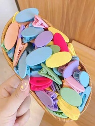 30入組隨機馬卡龍糖果顏色方形塑料發夾，適用於女士剪瀏海和修邊的休閒造型