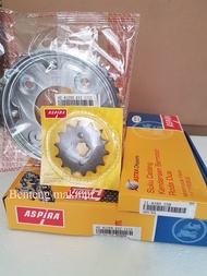 Gear set gir aspira KYZ 428  gir dan rantai untuk Motor Honda Supra X 125 Helm In (Rantai 428)