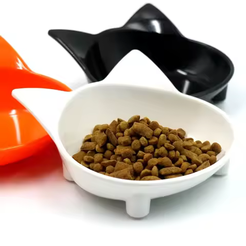 Pet Bowl Melamine Non-slip Cute Cat-shaped Color Melamine Cat Bowl Pet Supplies