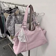 Korean Niche Brand hieta New Style Rivet Denim Bag Shoulder Handbag Large Capacity Tote Underarm Bag