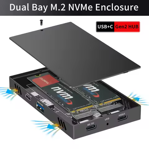 M.2 NVMe Dual-Bay SSD Docking Station 10gbps Type c USB HUB Offline Clone Hard Disk M.2 SSD Duplicat