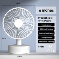 🇸🇬 Fast Delivery Oscillating Fan 3600mAh rechargeable Desk Fan Mini Usb Fan with 4 Speeds Portable Table Small Fan Mini Fan with Rechargable Battery 摇头可充风扇 gifts Christmas present