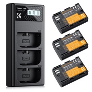 3-Pack 2250mAh LP-E6NH Battery and Triple Slot USB Charger for Canon EOS R7, R5, R6, R, 5D III IV, 5