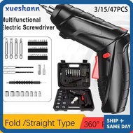 XUESHANN 3/15/47PCS Rechargeable Cordless Impact Drill, Screw Removal 1800mAh Lithium Battery 3.6v E
