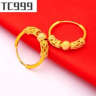 Singapore 916 Gold Earrings for Women Fashion Jewellery Birthday Gift Wedding Couple Earring Set Not Faded