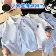 🅺Little Banma Children's Clothing🅺 Boy Shirt Thin Short-Sleeved Shirt Boy Lapel Shirt Boy Cartoon St