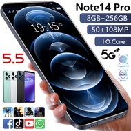 Handphone Note14 Pro Smartphone 8+256GB 5.5inch Screen 5G Android Mobile Phone Murah