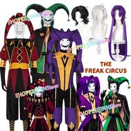 -JINN-THE FREAK CIRCUS Joker Costume PIERROT HARLEQUIN JESTER Cosplay Costume Wig Set Jester Carniva