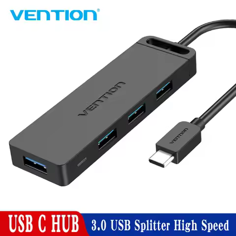 Vention USB C 3.1 HUB USB-C to USB 3.0 Switch 4 Port with Micro USB Charging Port for MacBook Pro Hu
