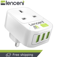 LENCENT Ground Charger Plug with 3 USB Ports Power Adaptor for Malaysia England Ireland Scotland Iri