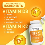 Dr. Berg's D3 & K2 Vitamin D3 K2 Supplement Purified Bile Salts - Spt Healthy Heart, Bone & Joint. D